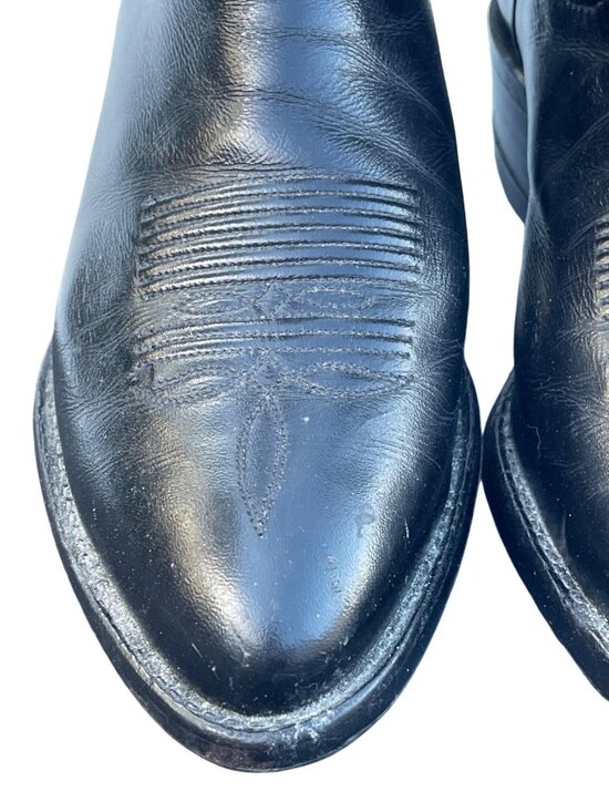 Tony Lama Black Leather Cowboy Boots Size 9D Mens Embroidered Western Style 5984 main image 16